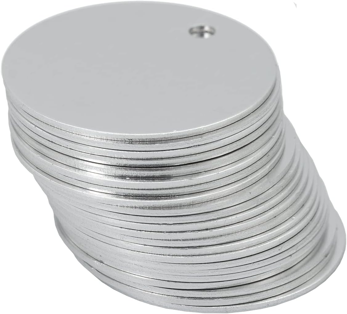 Round Aluminum Blank Tags Stamping Blanks Engraving Blanks 25 Pack (Siver)