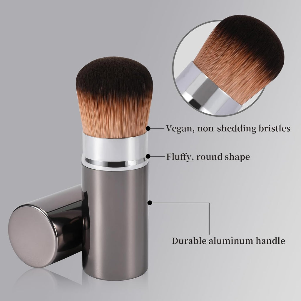 Round Retractable Kabuki Brush for Foundation, Blush & Bronzer, 1 Ct