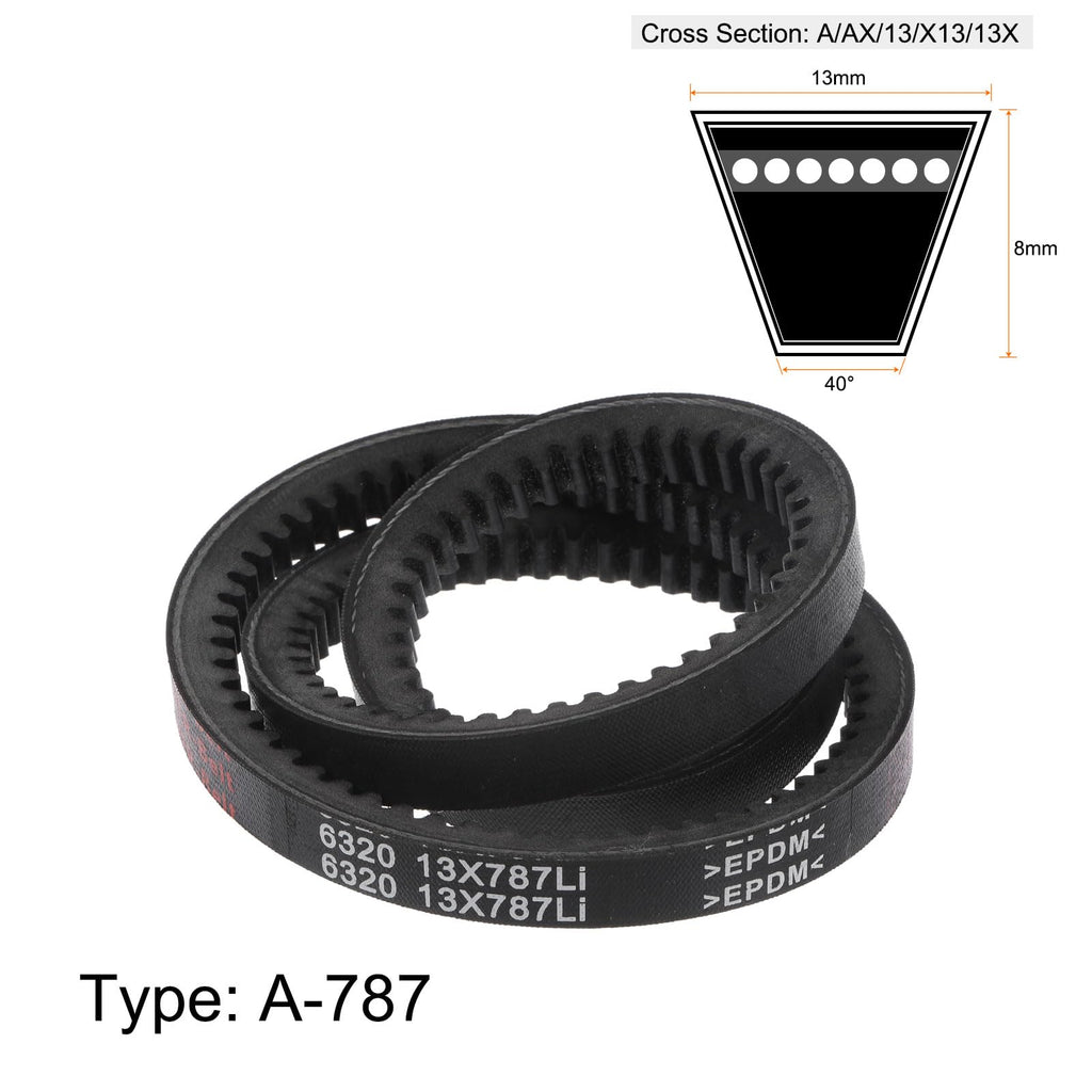 HARFINGTON 2pcs 13x787 Cogged V-Belts AX Section Drive Raw Edge Belt 787mm Inner Girth 13mm Width 8mm Thickness EPDM for Power Transmission