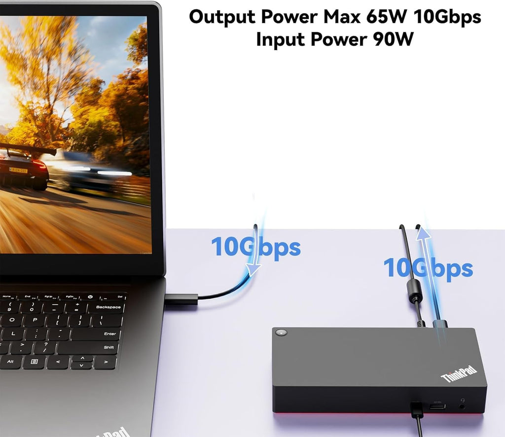 Thinkpad 40AY0090 Universal Hybrid USB-C with USB-A Docking Station for Lenovo Laptop, 3 External Displays, Comes