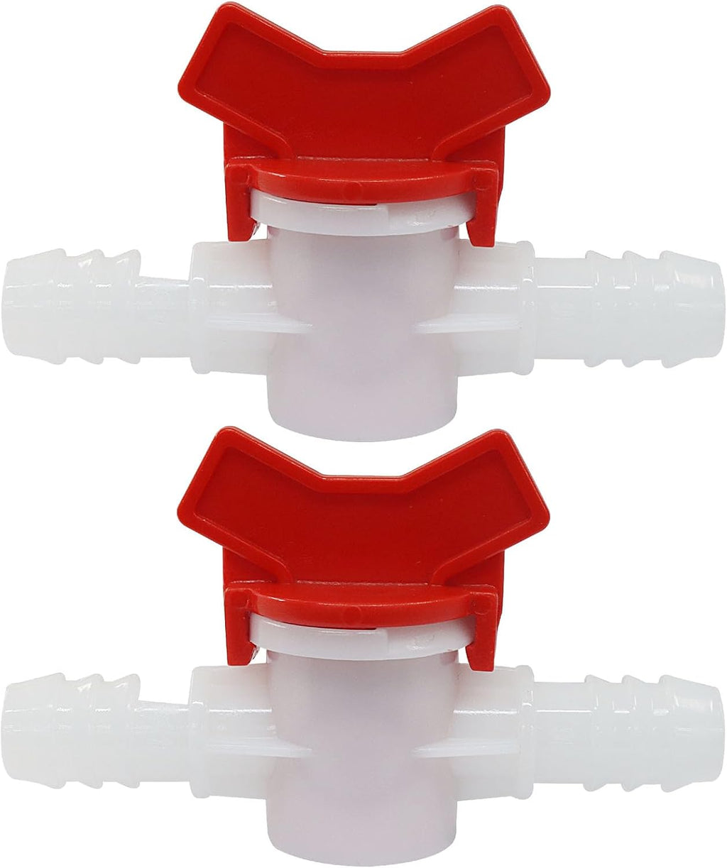 2PCS 1/2" ID in Line Hose Barbed Ball Valve Shut-Off Switch, White