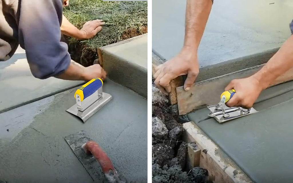 Concrete Tools Set Stainless Steel Concrete Hand Edger (6" x 3", 1/2" R) and Groover (6" x 3", 1/2" W,1/2" D) Plaster
