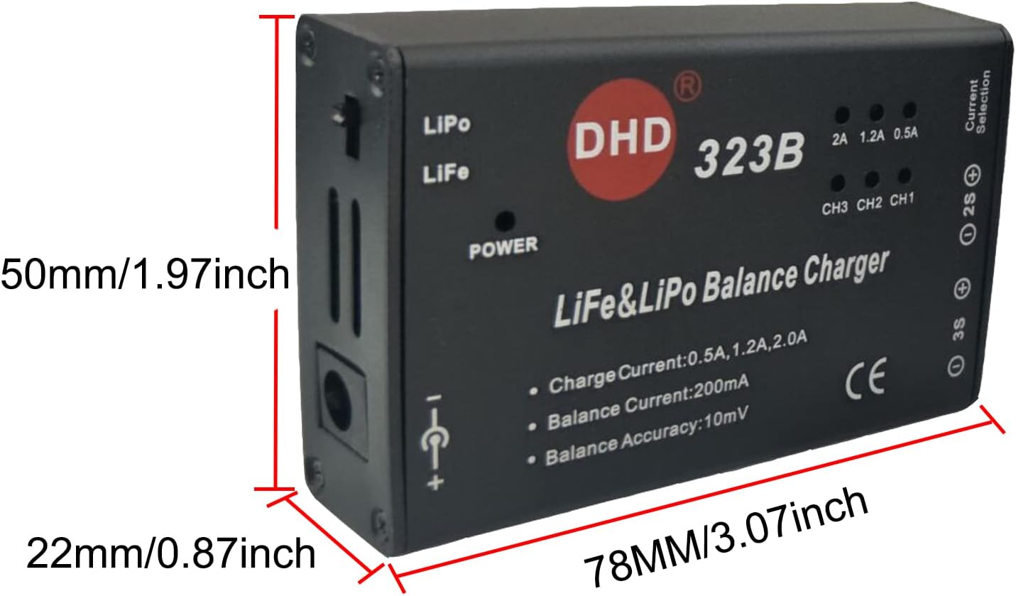 20W 2A 323B RC Battery Balance Charger for 2S 3S 7.4v 11.1v LiPo 6.6V 9.9V Life RC Battery Pack and RC Car Drone