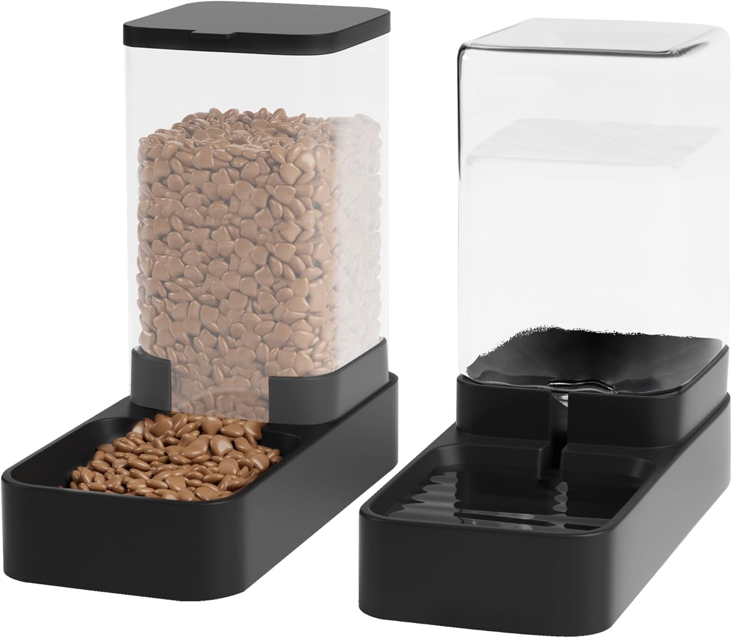 Automatic Cat Feeder and Water Dispenser in Set with Pet Food Bowl,Gravity Dog Waterer and Food Feeder for Small