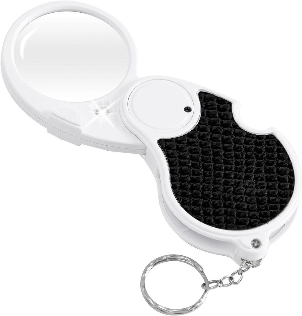 Magnifying Glass with Light, 5X Pocket Magnifier, Lightweight LED Illuminated Magnifying Glass for Reading, Macular