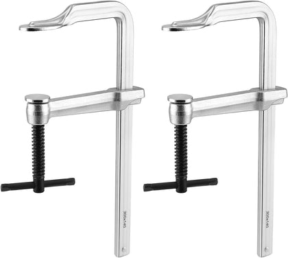 12" Heavy Duty F Clamp, 2 Pack Drop-forged Bar Clamp, 5-1/2 Inch Throat Depth, Professional Forging Jaws, Rail