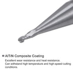 uxcell 2pcs Ball Nose End Mills CNC Router Bits, 0.5mm (5/256") Radius Solid Carbide AlTiN Coated 2 Flutes HRC45 1mm (5/128") Diameter 4mm (5/32") Shank Cutter Milling Tools