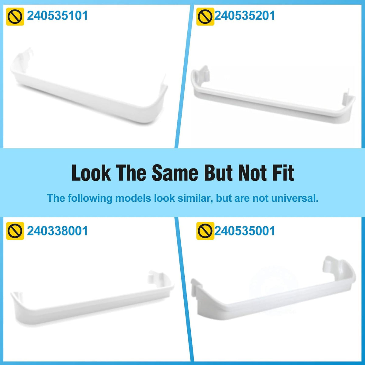 UPGRADED 240534701 Door Shelf Rack Bar Compatible with Frigidaire or Kenmore Refrigerator Door Bar Retainer Rail Replace 948952, AP3214631, PS734936 Frigidaire Replacement Shelf Door Bin Parts