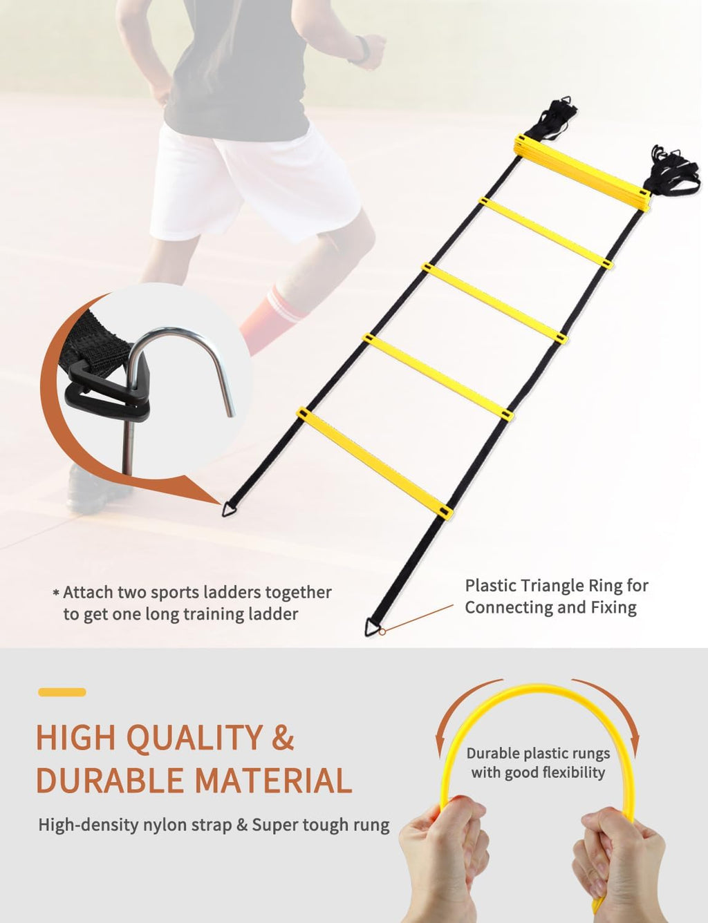 Agility Ladder,Football Training Equipment Set,4 Agility Hurdles, 20 feet12 Rungs Speed Ladder,12 Disc