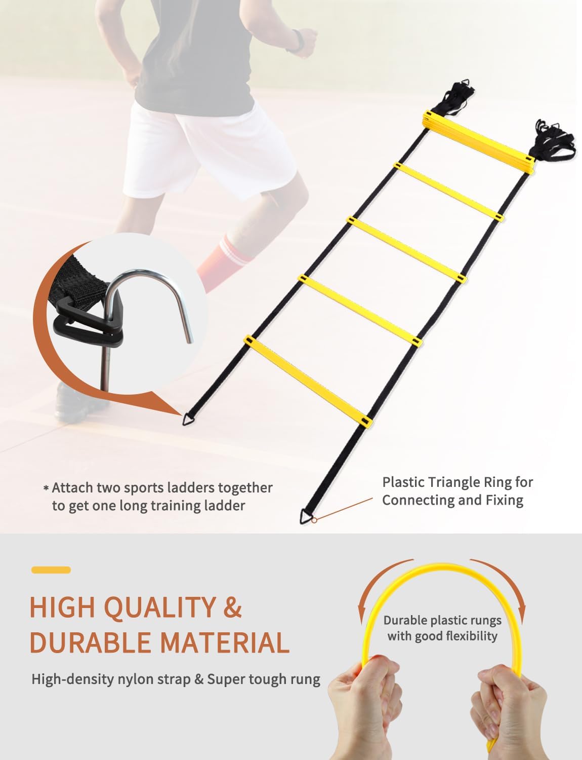 Agility Ladder,Football Training Equipment Set,4 Agility Hurdles, 20 feet12 Rungs Speed Ladder,12 Disc