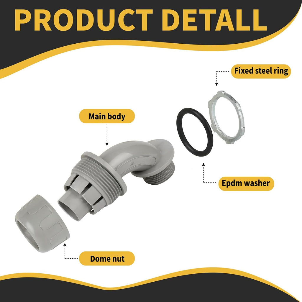 Conduit Connectors, 3/4 Inch, 90-Degree, Grey, 120-Pack