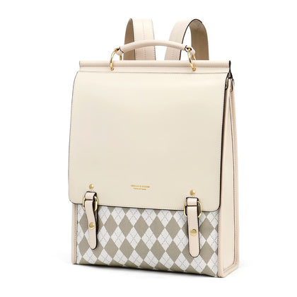 Leather Backpack Purse For Women Fashion Ladies Vintage Bag Casual College Travel Backpacks Large bags White