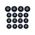 Luxury Suit Buttons 16 Pack, Bone Look Glossy 4-Hole Set, Blue Navy