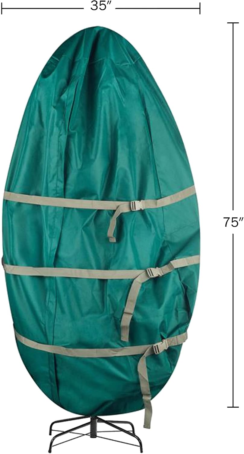 Upright Christmas Tree Storage Bag - Canvas Cover for 7.5-Foot Artificial Trees, Inflatables, and Christmas