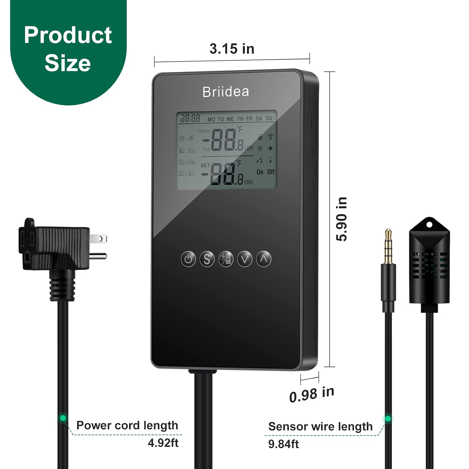 Humidity Controller, briidea Pre-Wired Humidistat Humidifier Dehumidifier with LCD Display High Accuracy Humidity
