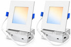 2 Pack 6 Inch Square LED Recessed Lighting, 5CCT, 13W, Dimmable