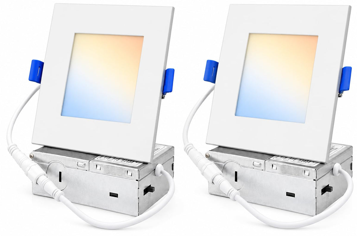 2 Pack 6 Inch Square LED Recessed Lighting, 5CCT, 13W, Dimmable