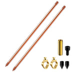 2 Pack Ground Rods 4FT Copper Clad Grounding Rod with Clamp & Coupler