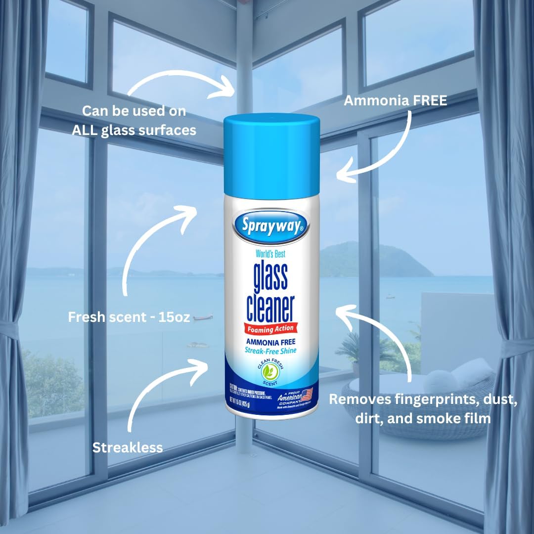 Ammonia-Free Glass Cleaner, Foaming Action - Streakless Shine, 15 Ounce (Pack of 1)
