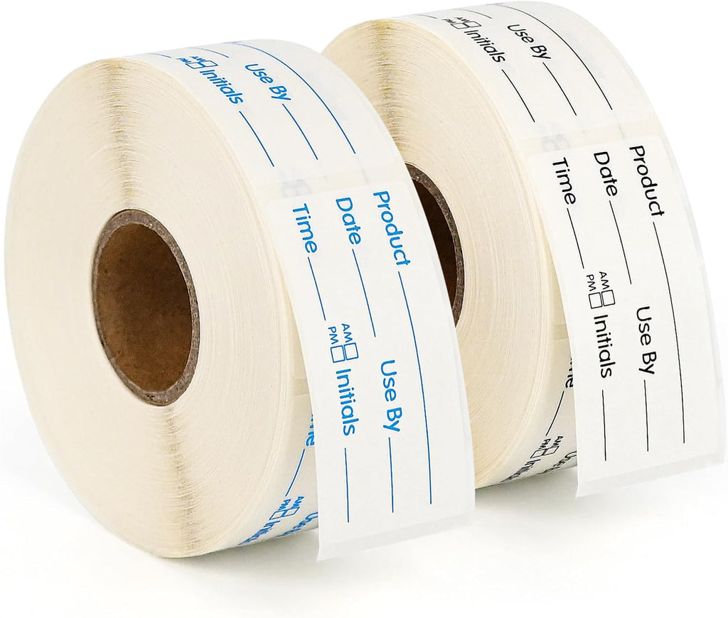 1000 Dissolvable Food Labels Blue&Black 2Rolls 1"x2"