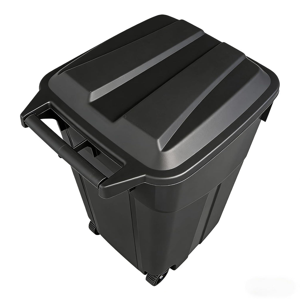 45 Gallon Trash Can, Heavy Duty Plastic Garbage Cans, Outdoor Trash Can with Lid and Wheels Black for Terrace