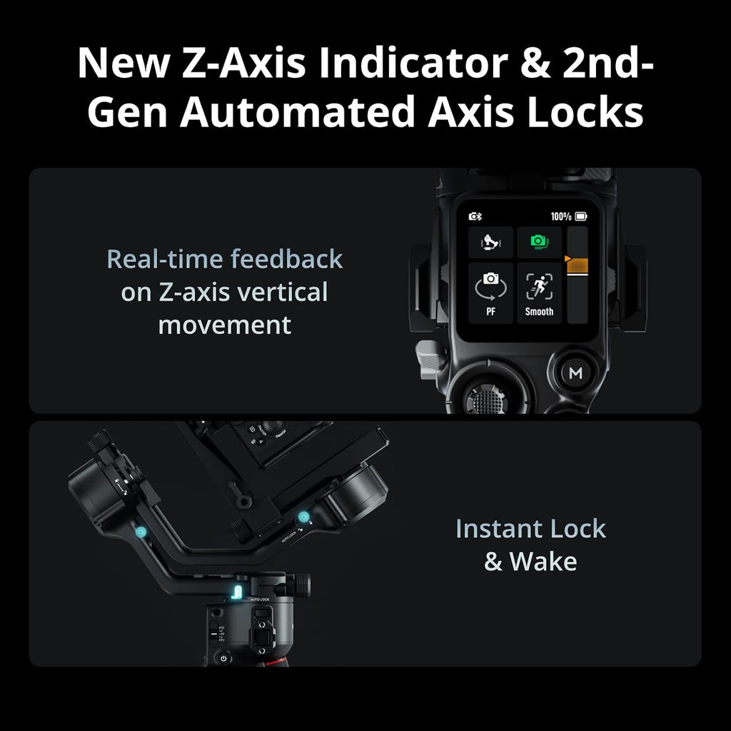 RS 5, Gimbal Stabilizer for Camera, Canon/Sony/Nikon/Fujifilm | Fine-Tuning Knobs, 2nd-Gen Automated Axis Locks