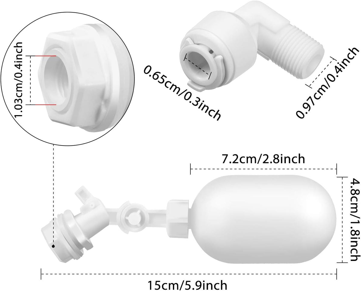 Mudder 2 Pack Float Ball Valve 1/4 Inch Adjustable for Water Tank