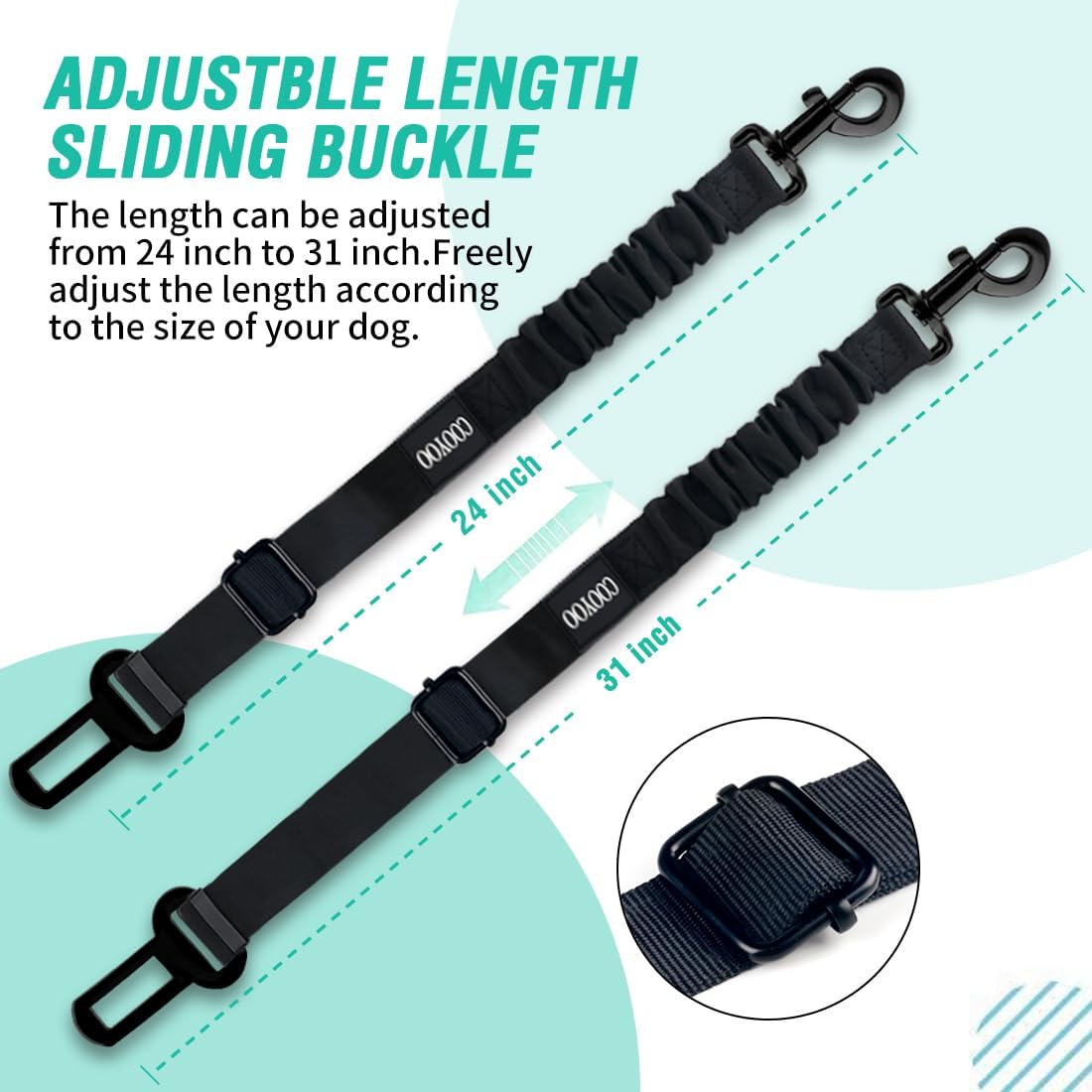 Dog Seat Belt,3 Piece Set Retractable Dog Car Harness Adjustable Dog Seat Belt for Vehicle Nylon Pet Safety Seat