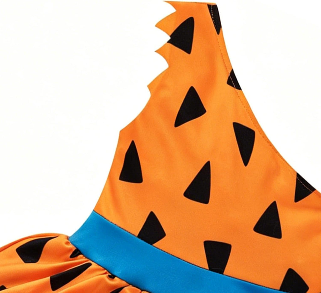 Baby Girls Princess Cavegirl Pebbles Costume Halloween Outfit | toddler birthday party dress Romper With Headband