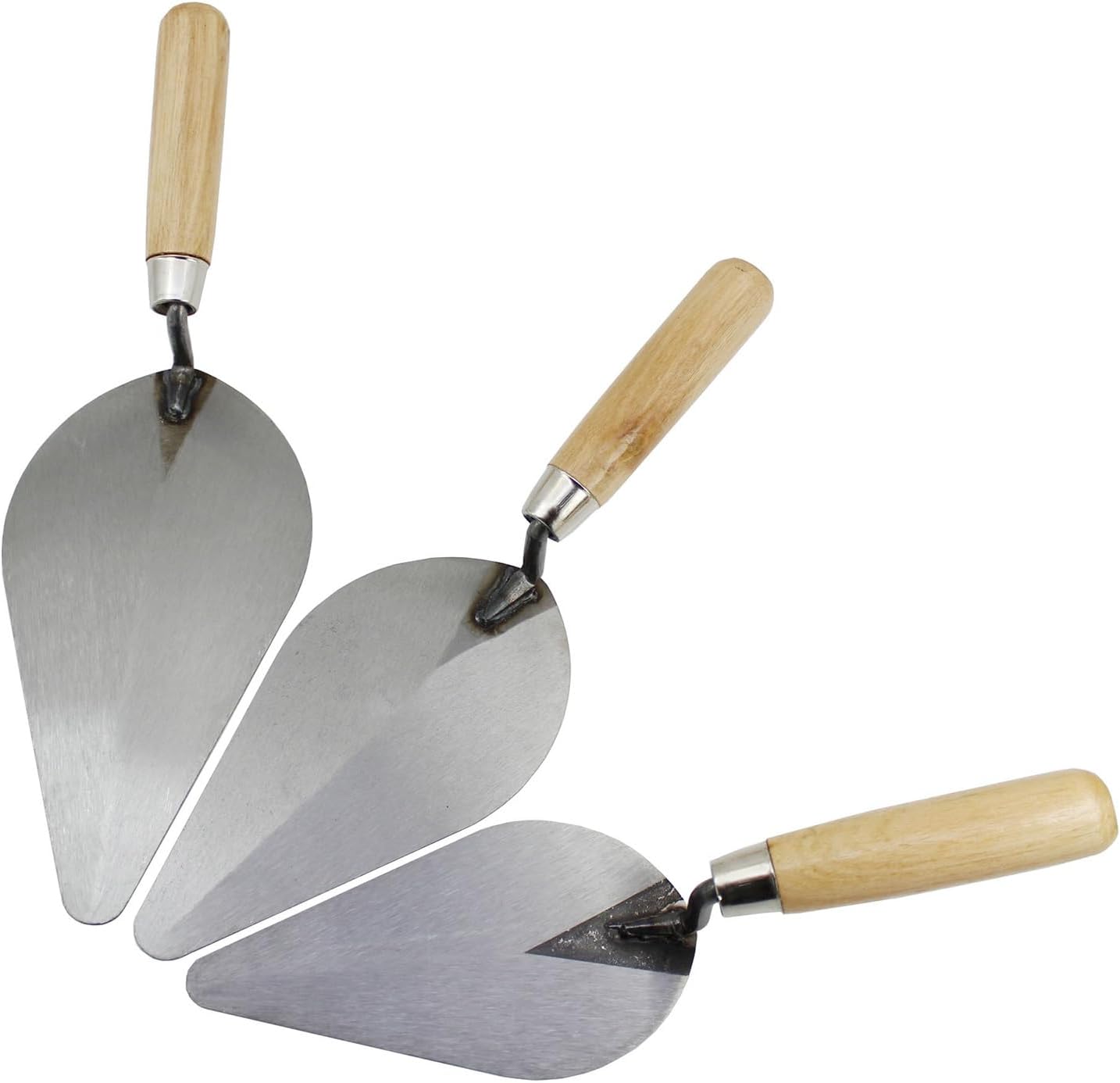 3-Pack Brick Trowel Set, 6" & 7" & 8" Pointing Trowel with Wood Handle,Masonry Hand Tool Set for Brickwork