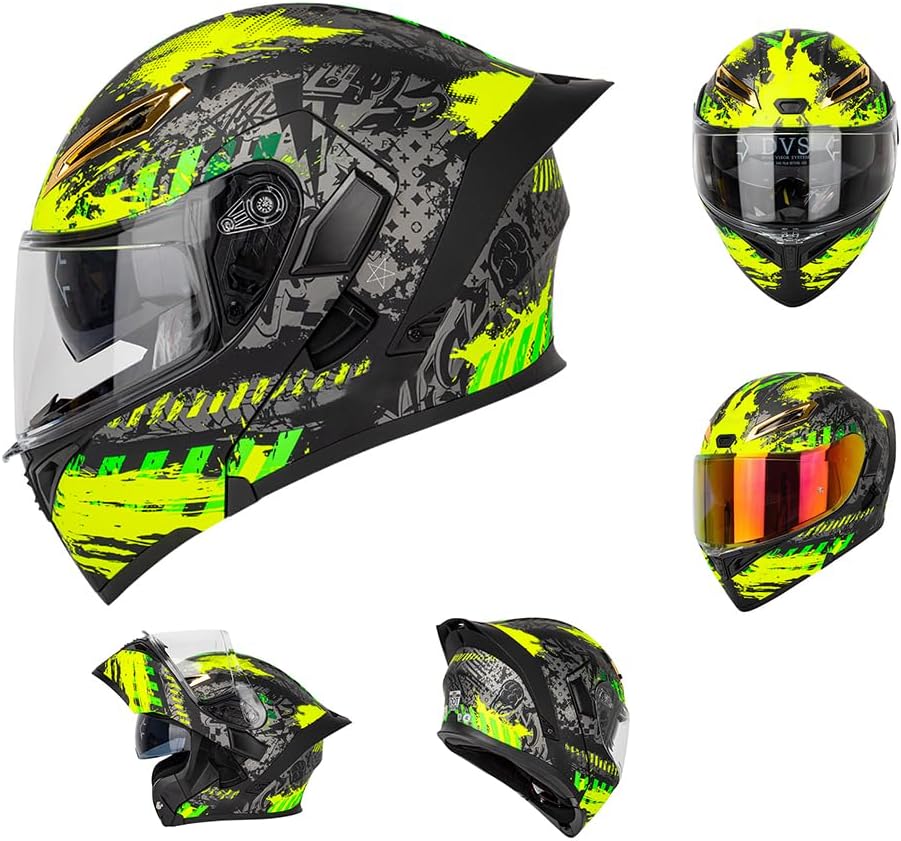 Modular Motorcycle Helmets with Bluetooth for Men Women Adults | DOT Approval, Flip Up Dual Visor, Full Face