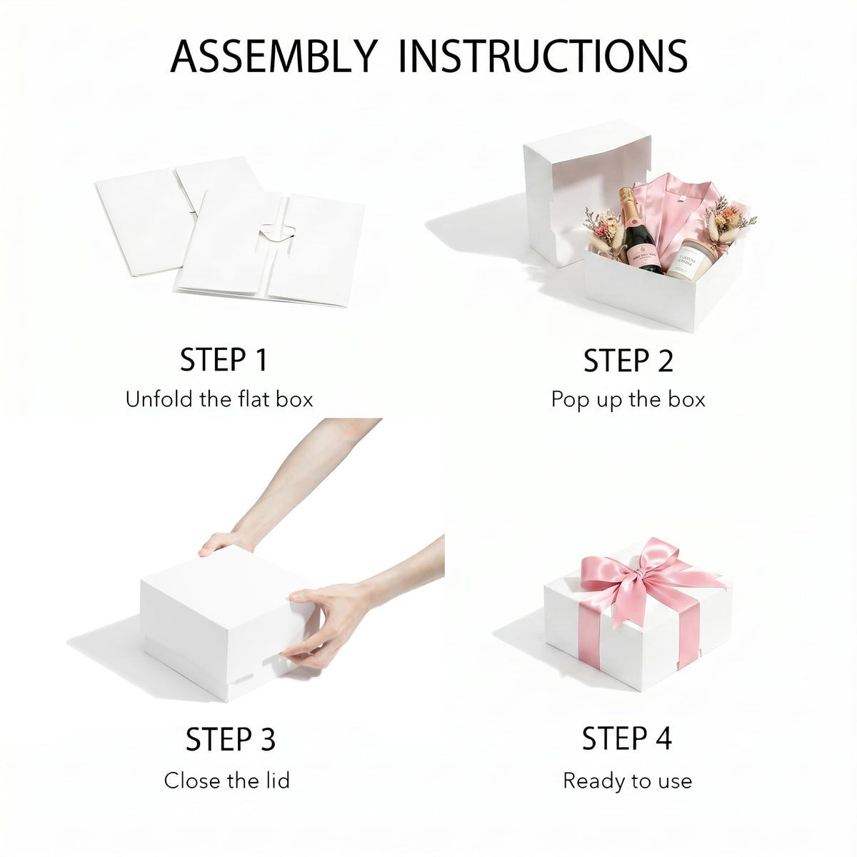 10 Pack 8x8x4 Inch Medium White Gift Boxes with Lids for Presents