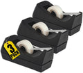 Tape Dispenser Desk, Weighted Nonskid Base, 1 Inch Core, Black, 3 Pack