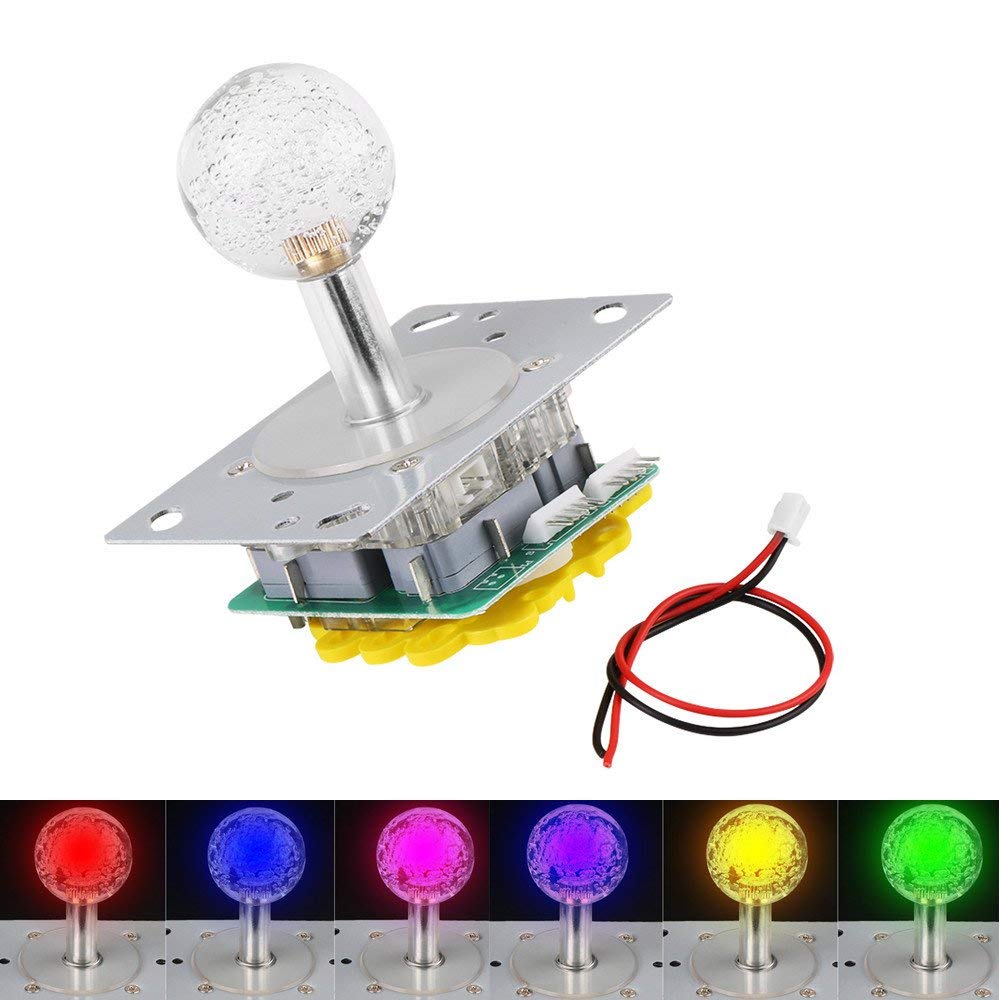 Led Joystick Arcade, Colorful Shinning Illuminated Joystick Switchable from 4 to 8 Way Operation for Video Game