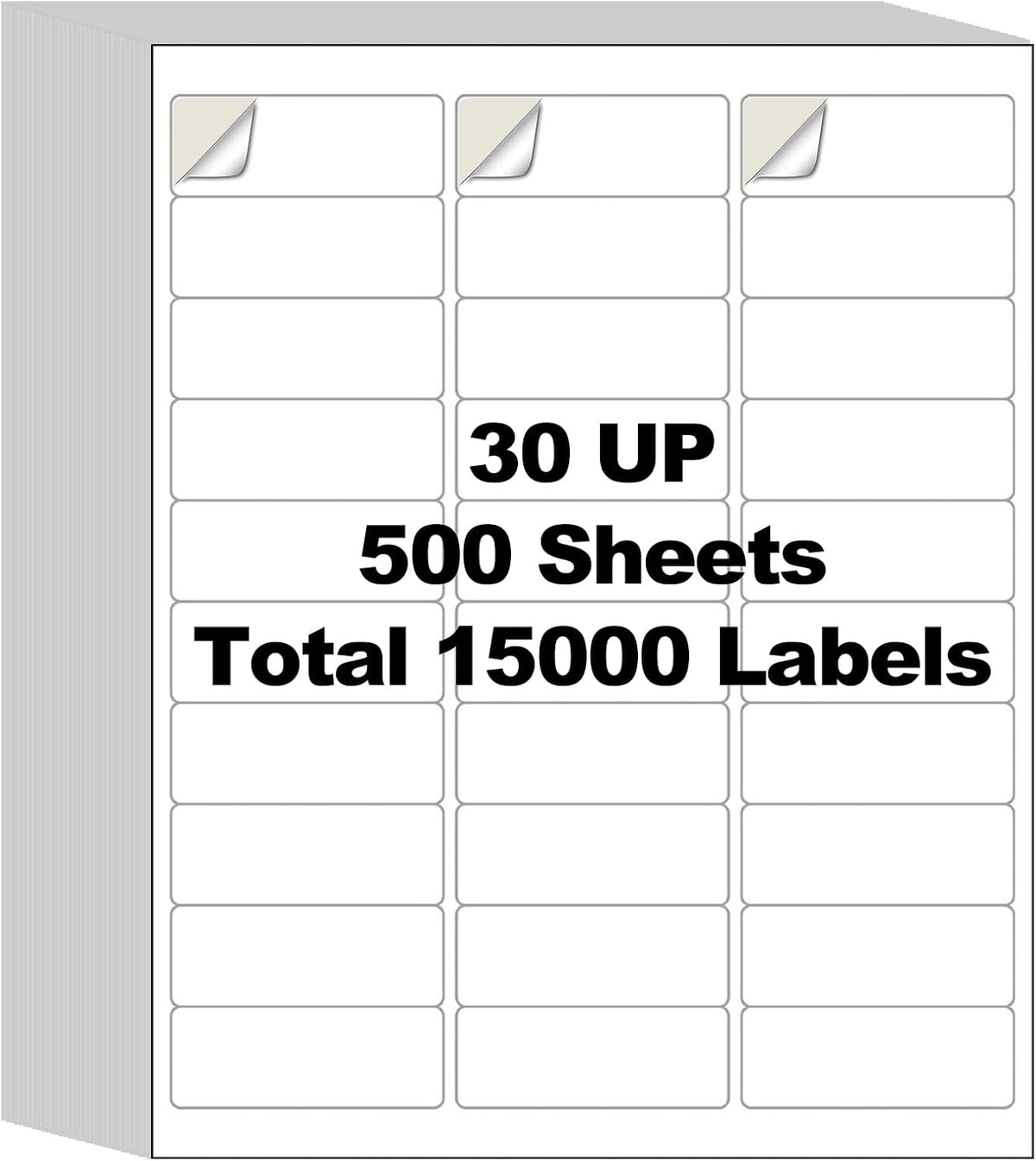 500 Sheets 15000 Address Labels, AveneMark 30-UP 1" x 2-5/8" Shipping Sticker Papers for Laser and Inkjet Printers