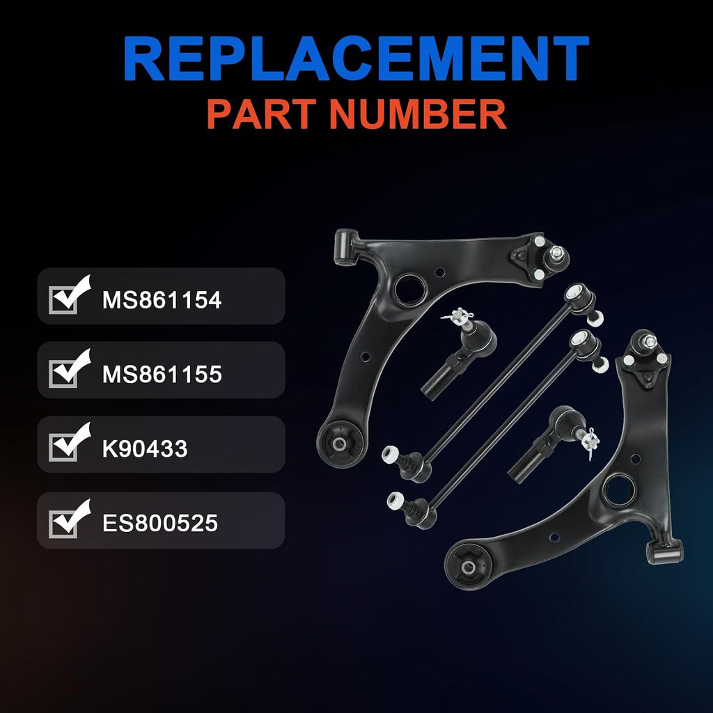 6pcs Front Suspension Kit Control Arms Fits for 2014-2019 Toyota Corolla