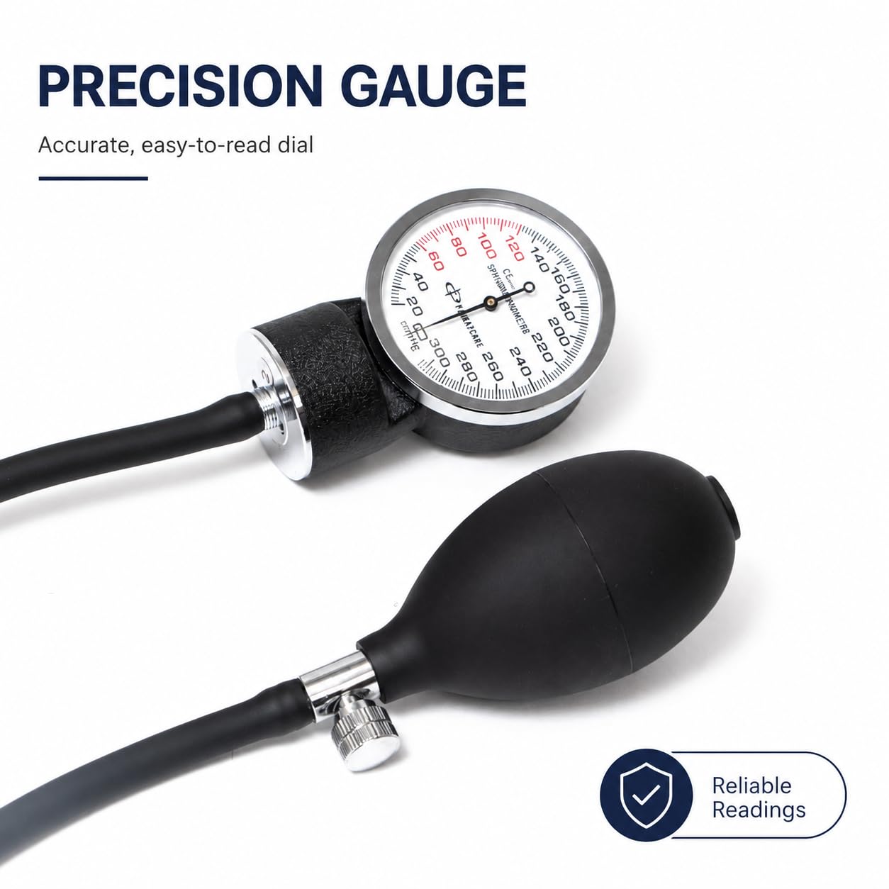 Adult Size Self Taking Black Aneroid Sphygmomanometer, Stethoscope Kit - Professional Blood Pressure Machine with