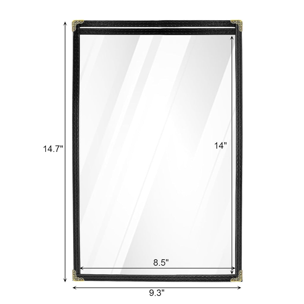 12PCS Menu Covers 8.5 X 14 Inch, Single Page 2 View Restaurant Menu Covers Book, Double Stitched Clear Menu Holders