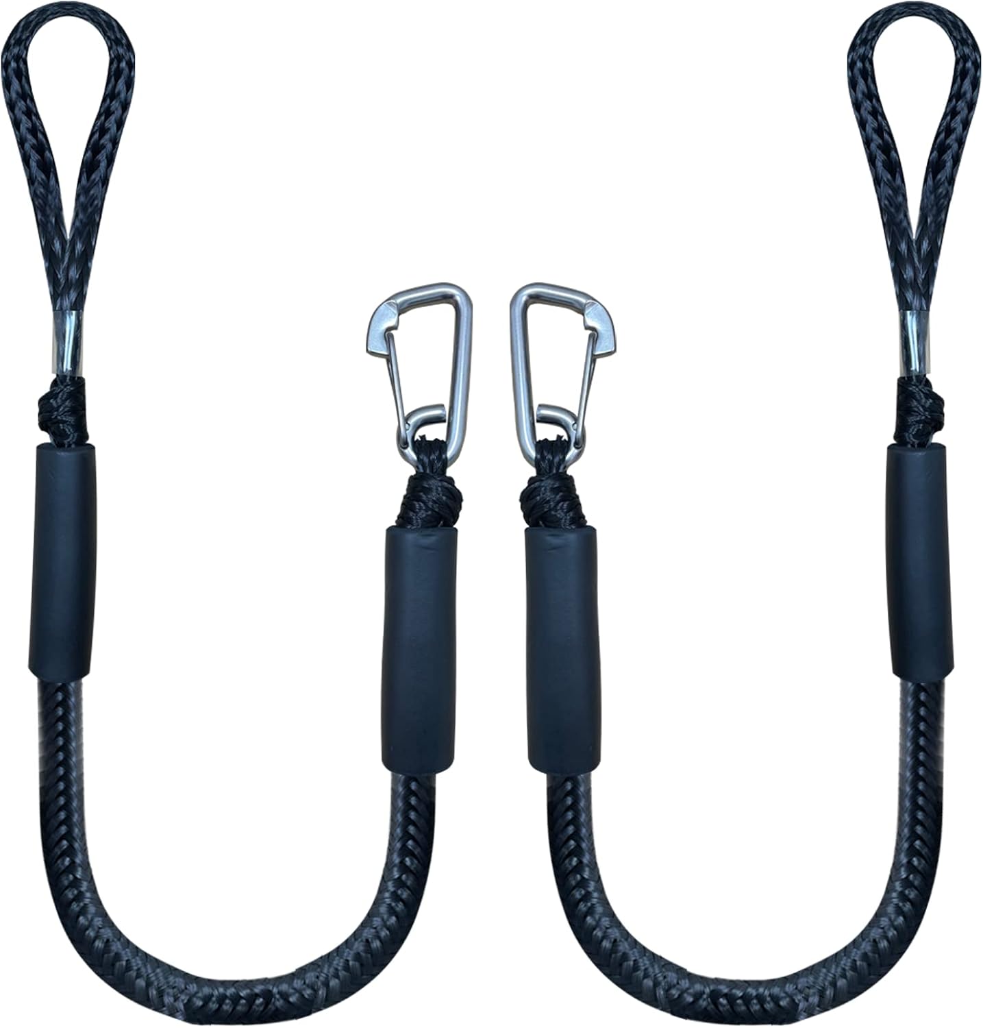 3 Feet Bungee Dock Line Boat Ropes for Docking Line Mooring Rope with Stainless Steel Clip Accessories for Boats 2pcs