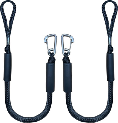3 Feet Bungee Dock Line Boat Ropes for Docking Line Mooring Rope with Stainless Steel Clip Accessories for Boats 2pcs