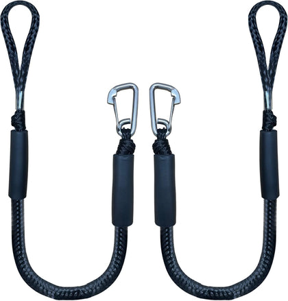 3 Feet Bungee Dock Line Boat Ropes for Docking Line Mooring Rope with Stainless Steel Clip Accessories for Boats 2pcs