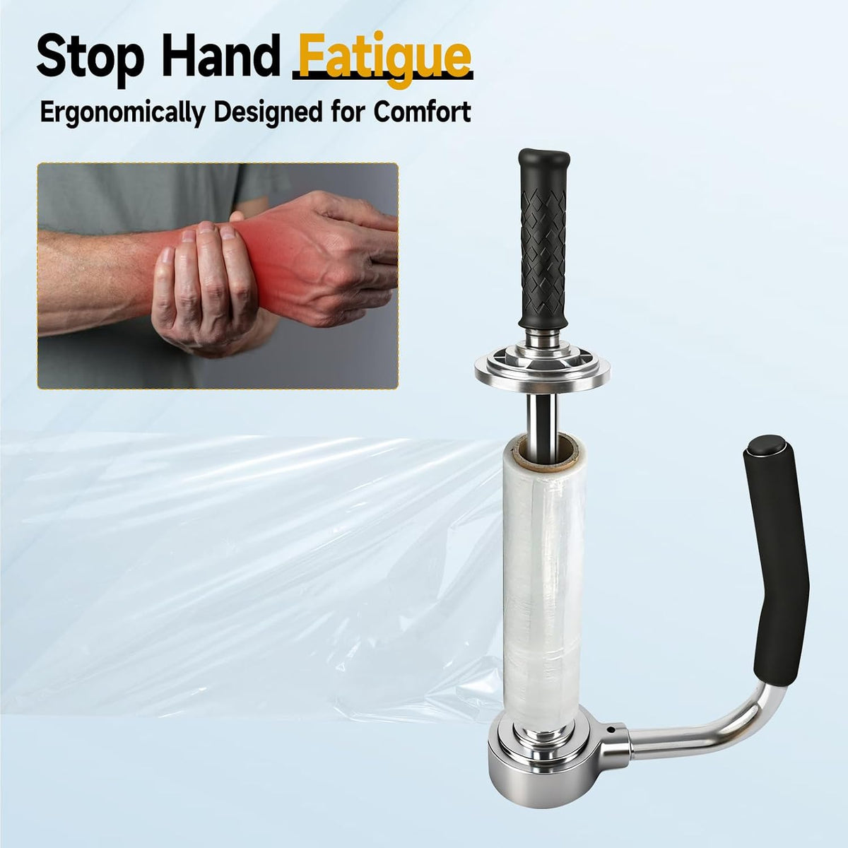 Industrial Stretch Wrap Dispenser, Adjustable 12" to 20"