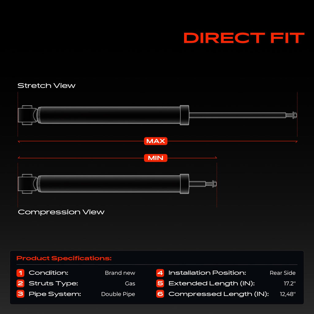 A-Premium Rear Shock Absorbers Compatible with Nissan