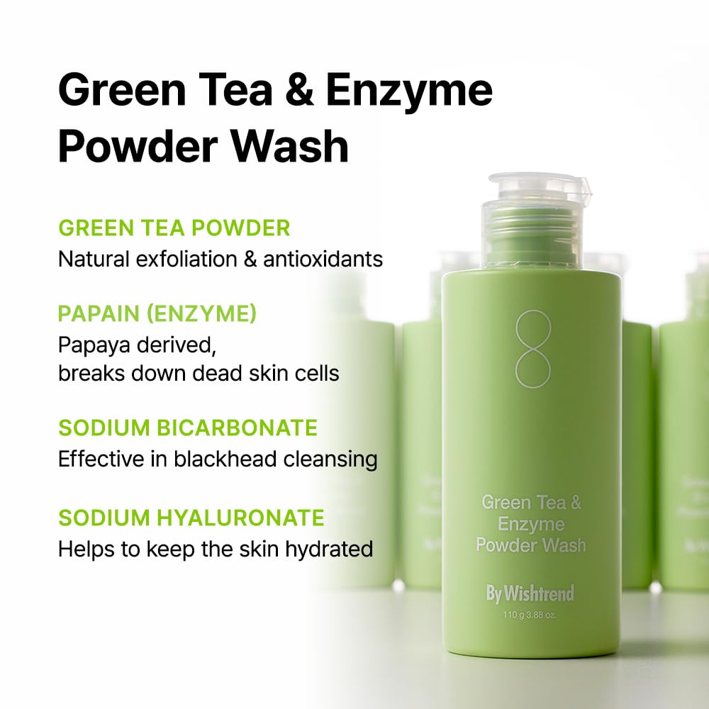 Enzyme Powder Green Tea Face Wash, Daily Exfoliator 3.88 oz.