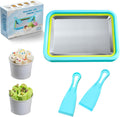 Rolled Ice Cream Maker, Stainless Steel Freezer Tray, Lake Blue