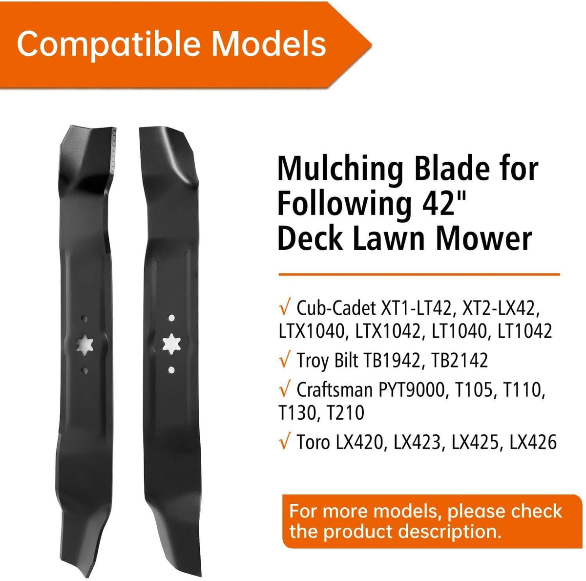 742-0616A Mower Blades for Cub-Cad et 42 Inch Mower, 942-04308 Mulching Blades for Craftsman/Troy Bilt/MTD 42" Riding Lawn Mower, Replace for 742-04308, 942-0616, 942-0616-X, 942-04126-X