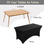 6 Pack 6FT Black Tablecloth Rectangle Spandex Fitted Table Cover