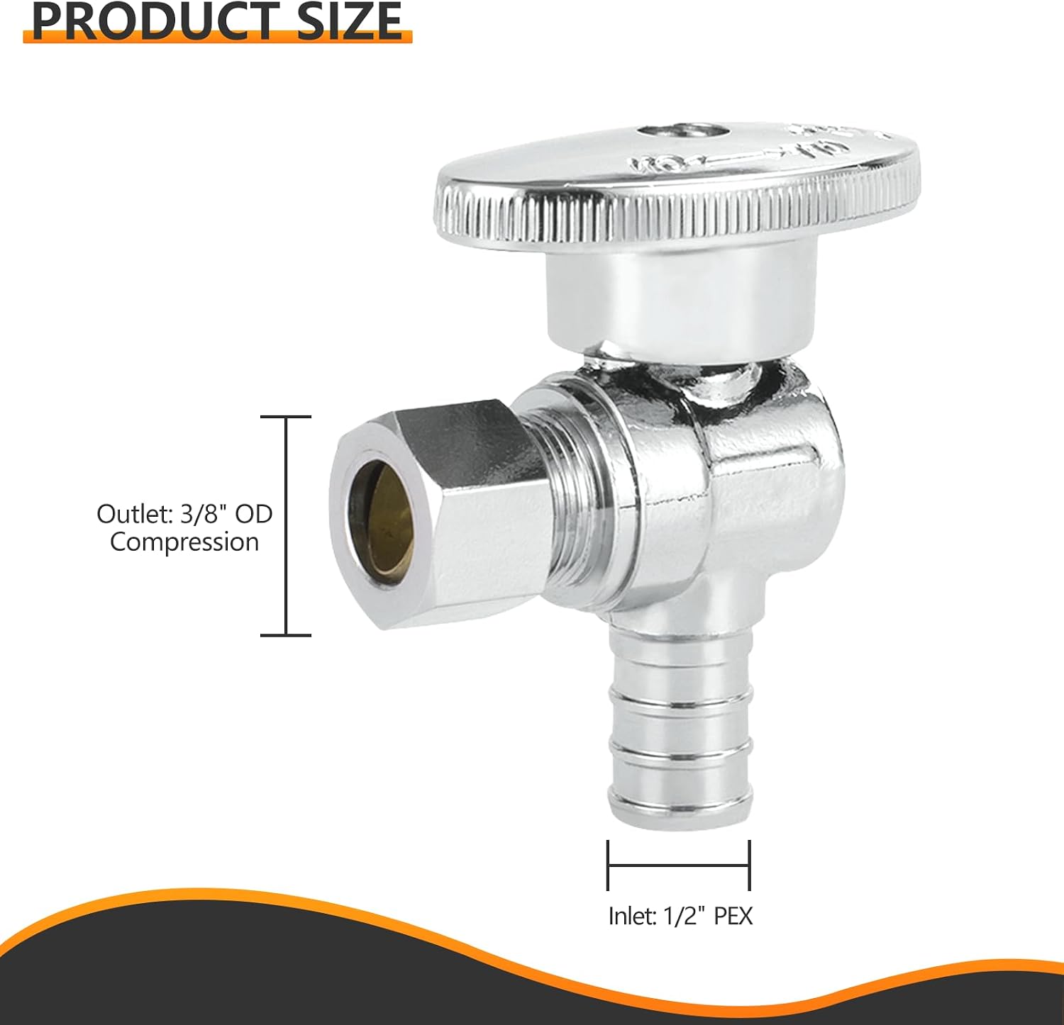 10PC HeSun 1/2" PEX-B Crimp x 3/8" OD Compression Angle Stop Valve | 1/4 Turn Shut Off Valve,for Bathroom, ASTM