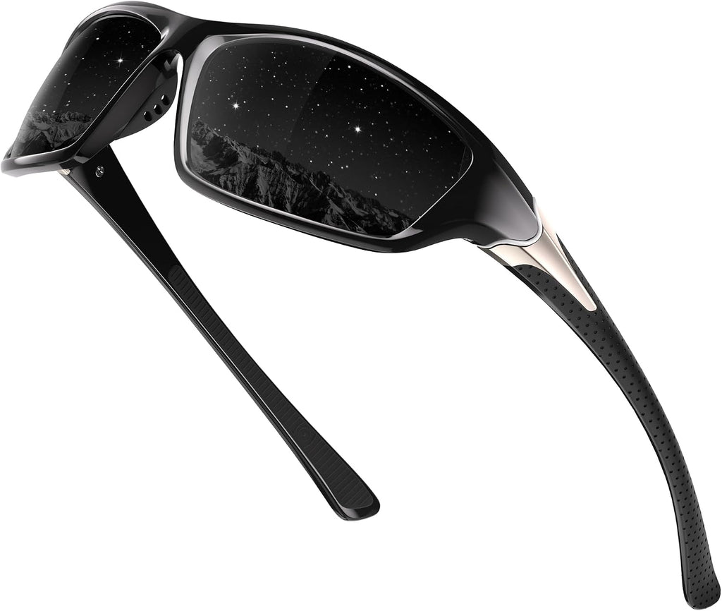 Polarized Sports Sunglasses for Men, Wrap Around Mens Sunglasses UV Protection, Cycling Fishing Running Sun Glasses
