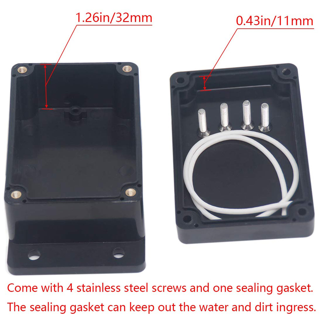 2Packs Junction Box IP65 Waterproof ABS Plastic Electrical Project Case Power Junction Boxes, Project Box with Fixed